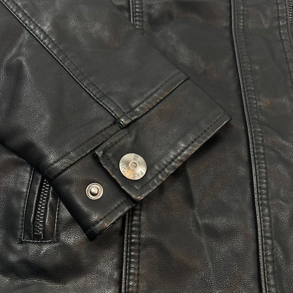 Bleu Grandeur Faux Leather Moto Jacket - Picture 8 of 11